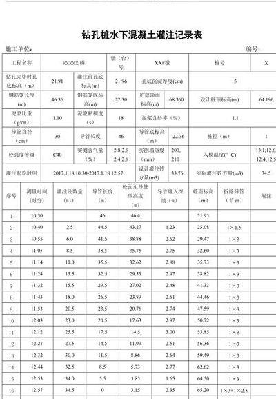 钻孔灌注桩（钻孔灌注桩旁站记录）