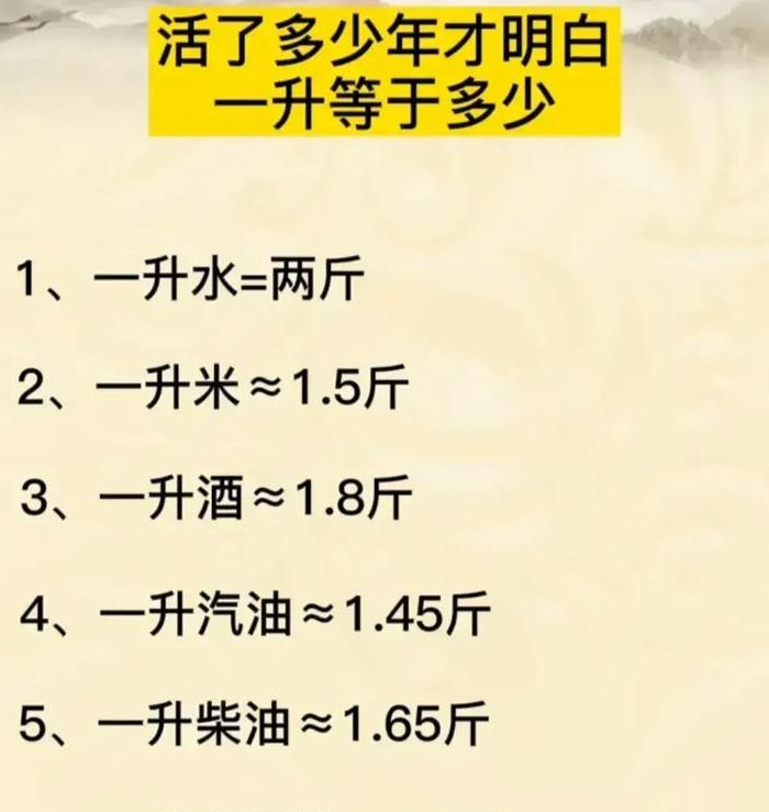 1升水是多少斤水（1升水是多少斤水呢）