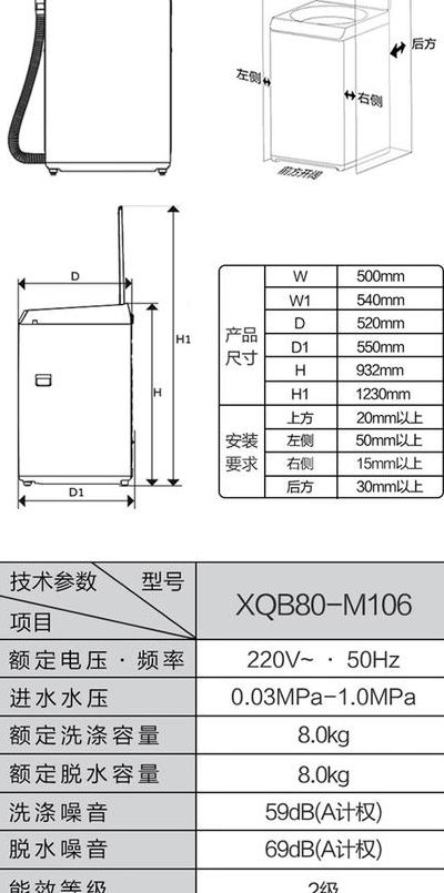 洗衣机尺寸长宽高（8公斤洗衣机尺寸长宽高）