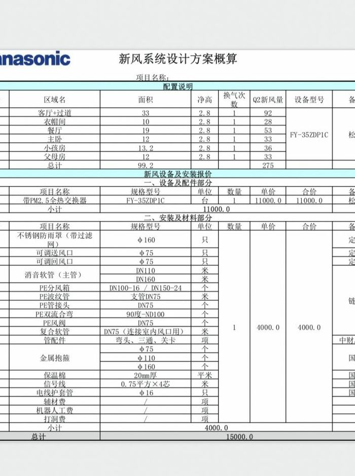 家用新风系统价格（家用新风系统价格表）